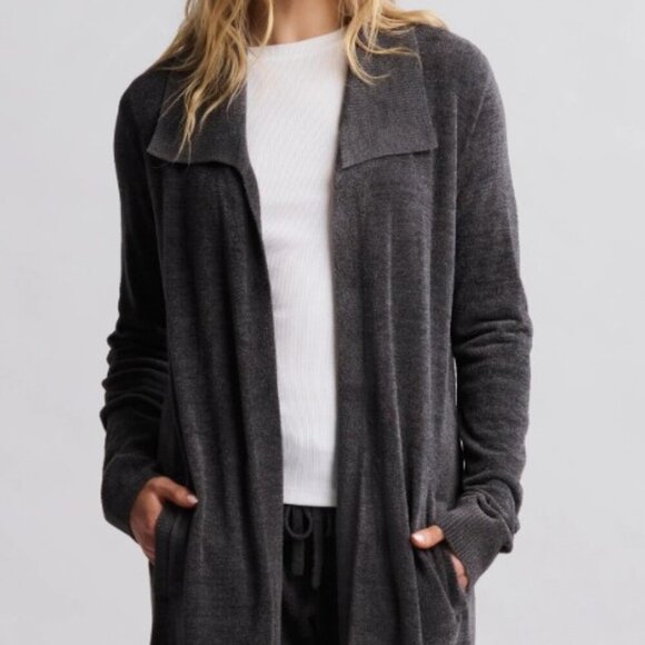 Barefoot Dreams - CozyChic Ultra Lite Wide Collar Long Carbon Cardigan XL/14 NWT - Picture 1 of 6